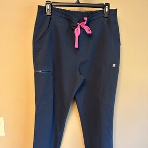 Women’s Yola Skinny Scrub Pants - navy blue/pink string - size medium